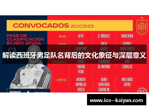 解读西班牙男足队名背后的文化象征与深层意义